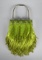 Vibrant Lime Green Beaded Frame Handbag with Fringe