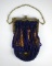 Antique Dark Blue Beaded Frame Handbag with Fringe