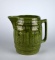 Vintage Uhl Art Pottery Green Barrel Pitcher