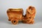 Vintage Art Pottery Brown Spaniel Pulling Cart Planter