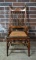 Antique Oak Spindle Back Chair with Caned Seat