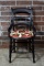 Antique Walnut Chair with Floral Fabric Seat