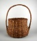 Vintage Woven Vine Basket with Handle, Signed