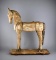 Primitive Style 25” H Carved-Wood Decorative Horse Figure on Base, Made in India
