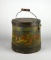 Primitive Tole Painted Wooden Firkin Bucket with Lid