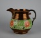 Antique Lusterware Pitcher with Red/Orange Flowers