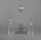 Lot of Three Glass Decanters with Stoppers: Orrefors Decanter & Pair of Vanity Bottles