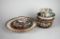 Lot of Six Asian Famille Rose Pieces: Two Cups w/ Saucers, Plate, Planter