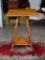 Antique Oak Parlor Lamp Table with Turned Legs and Metal Ball & Claw Feet