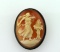 Antique Carved Shell Cameo Pendant Brooch of Vestal Virgin in 800 Silver Frame, 1.75”