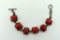 Vintage Sterling Silver and Red Coral Link Bracelet, 8” L