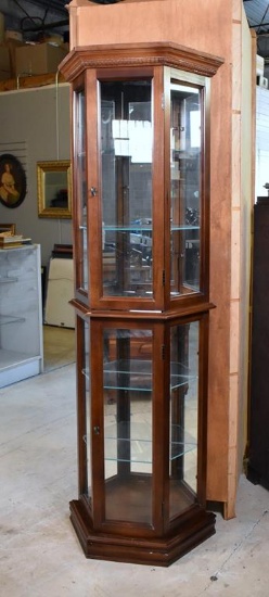 Pulaski Canted Front Six-Shelf Lighted Curio Cabinet