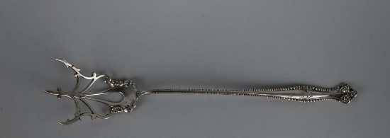 Antique Towle “Canterbury” 1893 Sterling Silver Lettuce Fork, 'I' Mono, 9” L