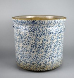 Blue & White Two-Handled Spongeware 9.5” Crock