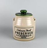 Antique H. A. Johnson & Co. “Johnson Made” Preserves Crock, Boston