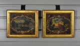 Pair of Old Paintings, Mixed Media on Board, Unsigned, Framed