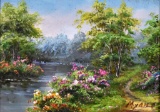 Miyano (XX-XXI) River Landscape, Oil on Board, Signed Lower Right