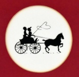Decorative Silhouette Print, Horse Drawn Buggy, Framed