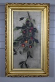 E. Neal (XIX) Fruit on Branch, Oil on Canvas, Signed & Dated Lower Right