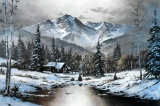 Tom J. Dooley (Amer., 1942-2010) Snowy Mountains & Cabin, Ltd. Ed. (353/800) Print, Signed Lower Rt.