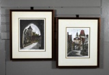 Pair of Framed Rothenburg, Germany Lithographs from Etchings