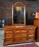 Vintage Bassett Industries Nine-Drawer Walnut Dresser with Mirror (Lots 200-202 Match.)