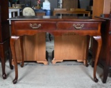 Queen Anne Style Two-Drawer Mahogany Console Table