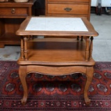 Vintage Marble Walnut Top Side Table (Lots 215 & 216 Match)