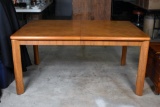 Vintage Drexel Heritage Furnishings “Compatables” Bookmatched Oak Dining Table with Two Leaves, NC