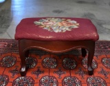 Small Footstool with Needlework Seat