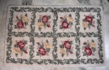 Hooked Rug with Floral Design