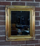 Rectangular Giltwood Wall Mirror with Beveled Glass