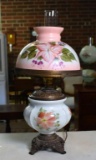 Antique Style Electric Table Lamp, Hand Painted Shade and Base