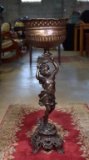 Vintage Bronze Finish Metal Figural Planter