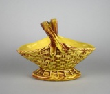 McCoy Art Pottery Yellow & Brown Basket Planter Circa 1957