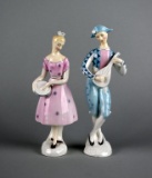 Pair of Royal Doulton Bone China Figurines “Harlequin” (HN 2186) & “Columbine” (HN 2185), England