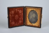 19th C. Antique Tin Type in Case of Victorian Little Girl