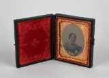 19th C. Antique Tin Type in Case of Victorian Lady