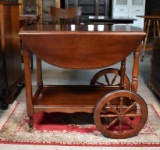 Vintage Mahogany Drop Leaf Tea Cart with Drawer