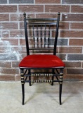Hitchcock Style  Embellishment Wooden Chair with Red Fabric Seat