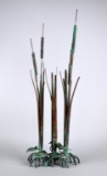 Vintage Copper/Metal Cattails & Lily Pads Sculpture