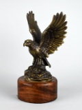 Bronze Eagle Statue on Wooden Base
