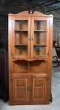 Vintage Fruitwood Corner China Cabinet