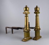 Antique Pair of Brass Andirons