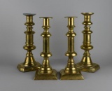 Lot of Four Antique Brass Candlesticks