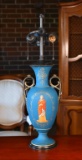 Vintage 23” H Weighted Blue Vasiform Urn Lamp