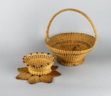 Two Charleston Sweet Grass Baskets & One Woven Hot Pad