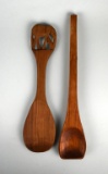 Two Wooden Serving Utensils:Hand Carved Elephant Wooden Spoon & Other