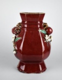 Earthenware Vase with Applied Fruit & Flower Decor