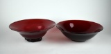 Two Ruby Glass Serving Bowls
